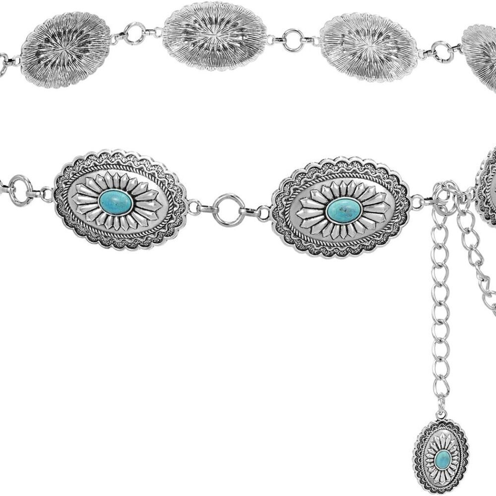 Women Metal Waist Chain Belt Concho Western Cowgirls Country Fashion Accessory